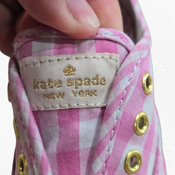 Kate Spade x Keds Pink White Gingham Casual Slip-On Sneakers Girls Size 11M - Picture 5 of 9